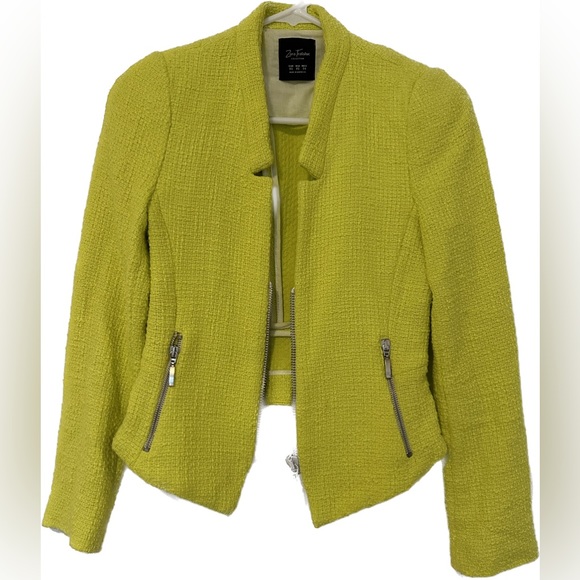 Tweed zara blazer in bright lime green - Picture 2 of 8